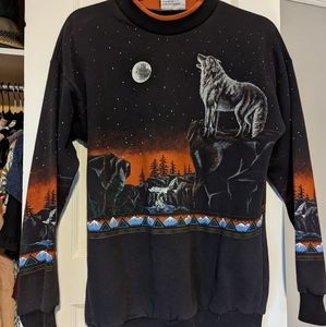 Howling wolf sweater/ vintage